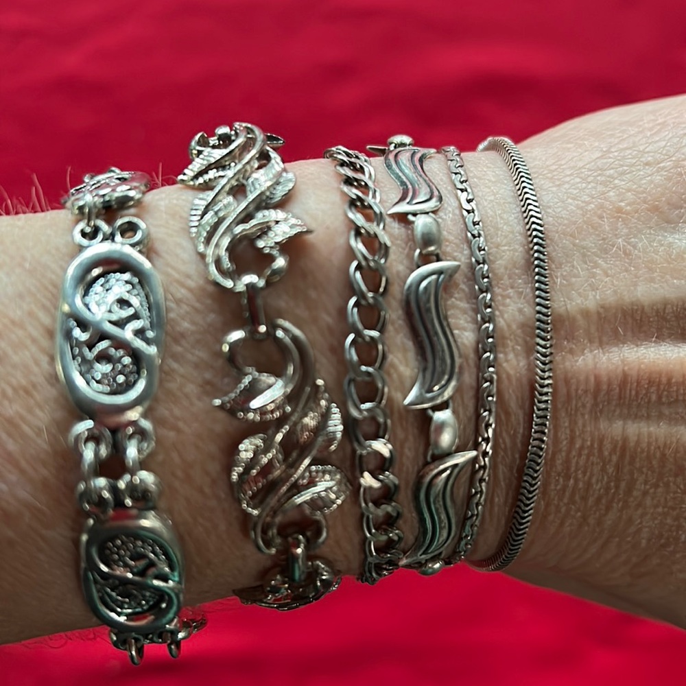 Six Silver Bracelets. - image 1
